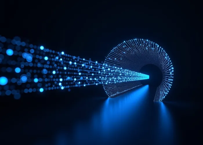 Secure encrypted data tunnel illustration showing protected data transmission